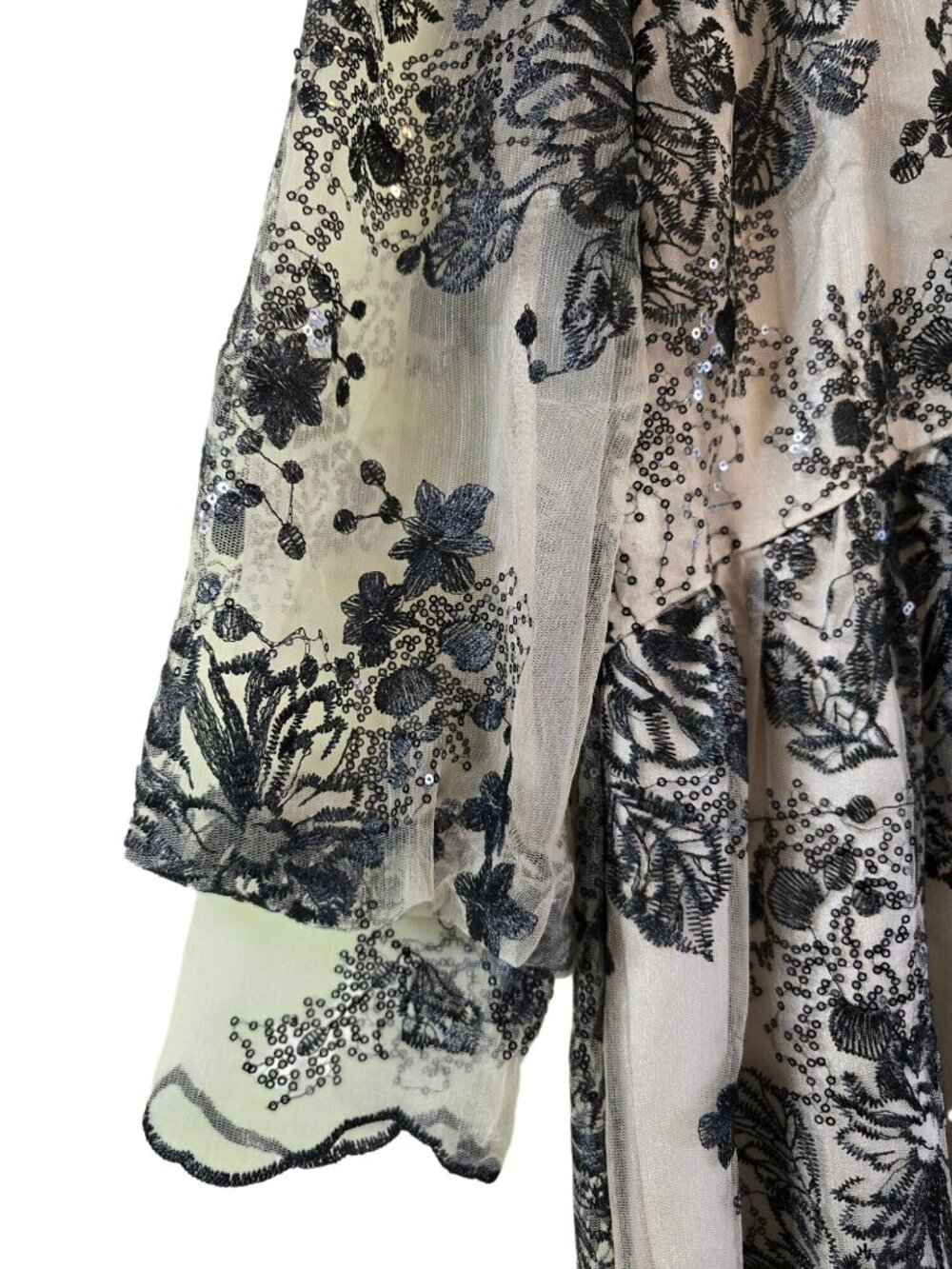 Vickey and Lucas Black & Ivory Embroidered Floral Lace Midi Dress, NWOT, Sz M - Picture 3 of 10